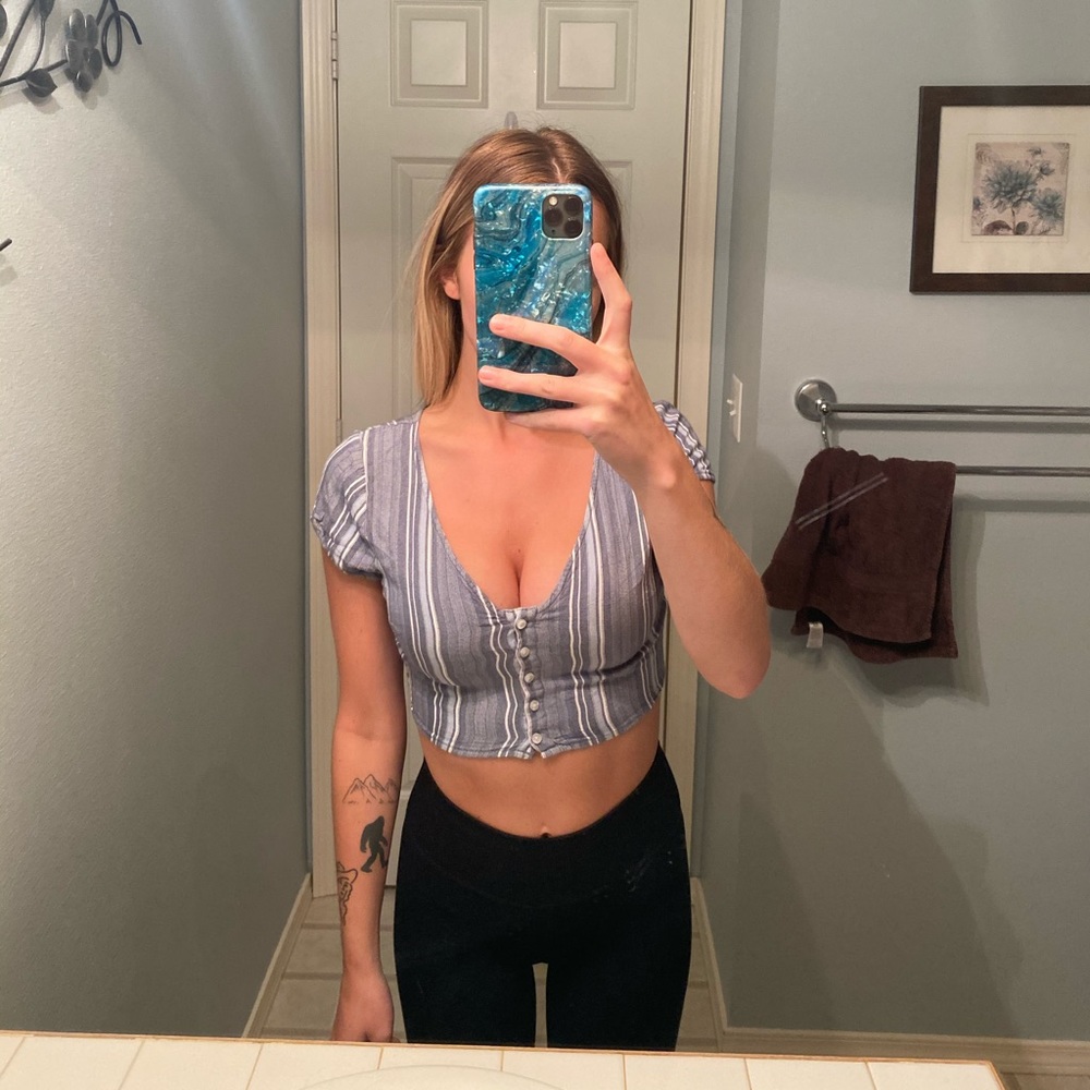 Button Up Hollister Crop Top